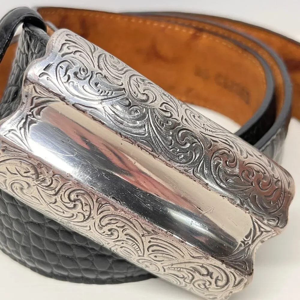 Justin Westernware Croc Embossed Top Grain Cow Hide Men's Belt Size 36